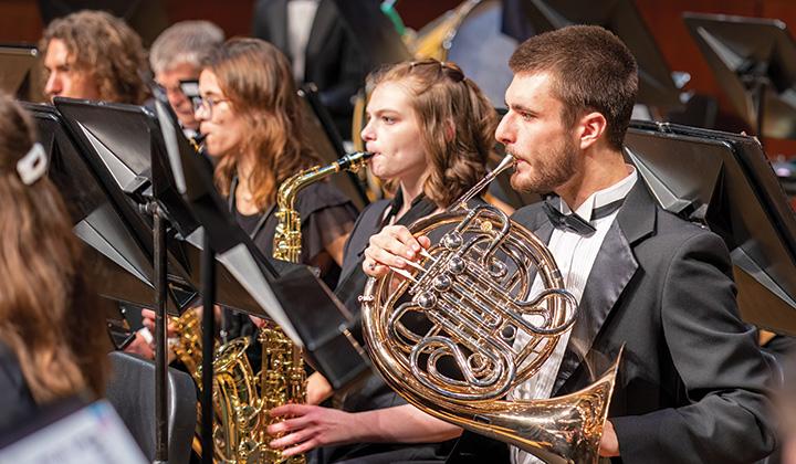 Concert band performing